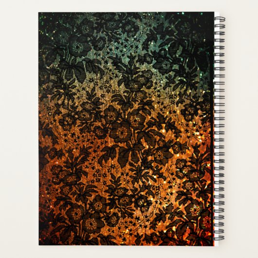 Stijlvolle zwarte Floral Daily Planner (Achterkant)