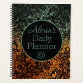 Stijlvolle zwarte Floral Daily Planner (Voorkant)
