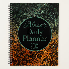 Stijlvolle zwarte Floral Daily Planner