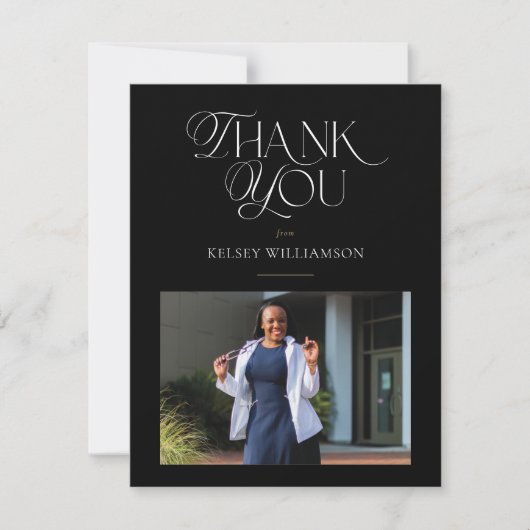 Stijlvolle zwarte gemengde tekst foto dank u kaart (Voorkant)