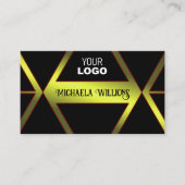 Stijlvolle zwarte Geometric Yellow Shimmer met Log Visitekaartje (Voorkant)