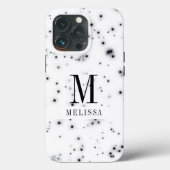 Stijlvolle zwarte glitter-drifmonogram Case-Mate iPhone case (Achterkant)