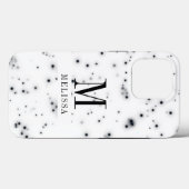 Stijlvolle zwarte glitter-drifmonogram Case-Mate iPhone case (Achterkant (horizontaal))
