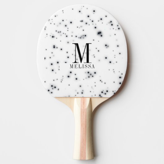 Stijlvolle zwarte glitter-drifmonogram tafeltennisbatje (Voorkant)