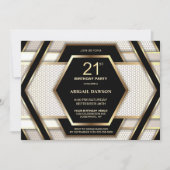 Stijlvolle zwarte gouden 21ste verjaardag kaart (Voorkant)
