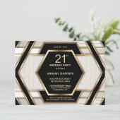Stijlvolle zwarte gouden 21ste verjaardag kaart (Staand voorkant)