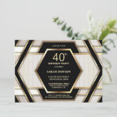 Stijlvolle zwarte gouden 40e verjaardag kaart (Staand voorkant)