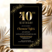 Stijlvolle zwarte gouden 40e verjaardag kaart