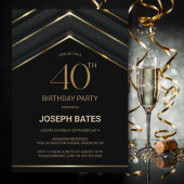 Stijlvolle zwarte gouden 40e verjaardag kaart