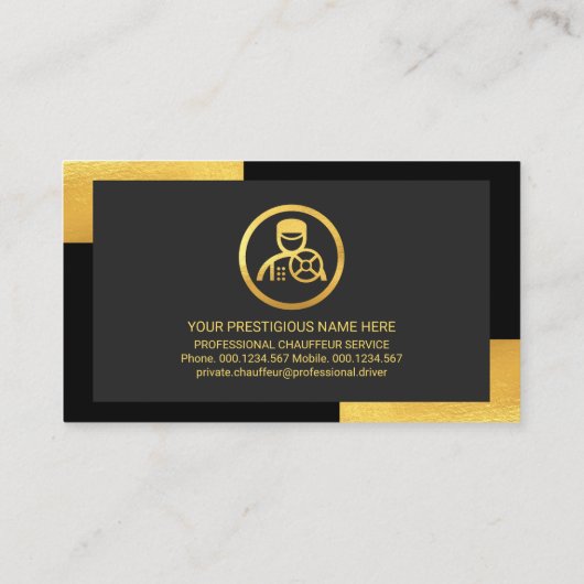 Stijlvolle zwarte gouden hoeken voor het stuur visitekaartje (Achterkant)