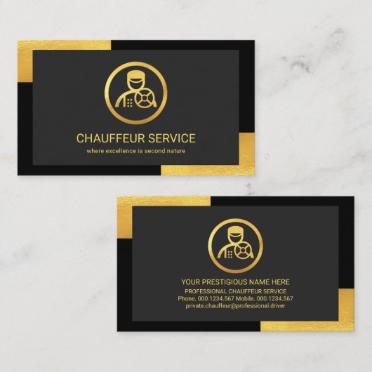 Stijlvolle zwarte gouden hoeken voor het stuur visitekaartje (Voorkant / Achterkant)