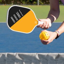 Stijlvolle zwarte gouden witte diagonaal pickleball paddle