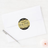 Stijlvolle zwarte goudflesjes met glitter body But Ronde Sticker (Envelop)