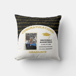 Stijlvolle zwarte goudfoto Afstuderen Kussen