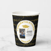 Stijlvolle zwarte goudfoto Afstuderen Papieren Bekers (Achterkant)