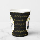 Stijlvolle zwarte goudfoto Afstuderen Papieren Bekers (Rechts)