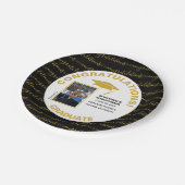 Stijlvolle zwarte goudfoto Afstuderen Papieren Bordje (Gekanteld)