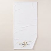 Stijlvolle zwarte goudmonogram Elegant Script Name Badhanddoek (Badhanddoek)