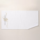 Stijlvolle zwarte goudmonogram Elegant Script Name Badhanddoek (Badhanddoek)
