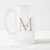 Stijlvolle zwarte goudmonogram Elegant Script Name Matglas Bierpul (Links)