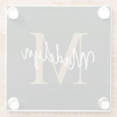 Stijlvolle zwarte goudmonogram Feminine Script Nam Glazen Onderzetter (Achterkant)