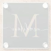 Stijlvolle zwarte goudmonogram Feminine Script Nam Glazen Onderzetter (Achterkant)