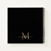 Stijlvolle zwarte goudmonogram Initiaal Naam scrip Notitieboek (Achterkant)