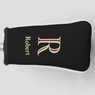 Stijlvolle zwarte goudmonogram, op maat gesneden n golfheadcover