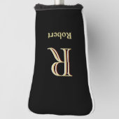 Stijlvolle zwarte goudmonogram, op maat gesneden n golfheadcover (Draai 90)