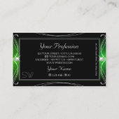 Stijlvolle zwarte groene  Sparkle Jewels Monogram Visitekaartje (Achterkant)