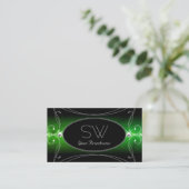 Stijlvolle zwarte groene  Sparkle Jewels Monogram Visitekaartje (Staand voorkant)