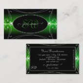 Stijlvolle zwarte groene  sparkle-juwelen Initiale Visitekaartje (Voorkant / Achterkant)