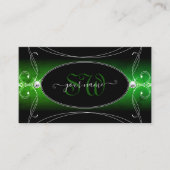 Stijlvolle zwarte groene sparkle-juwelen Initiale Visitekaartje (Voorkant)