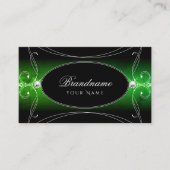 Stijlvolle zwarte groene  sparkle-juwelen vierkant visitekaartje (Voorkant)