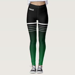 Stijlvolle zwarte groene verloopwerkout leggings