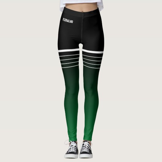 Stijlvolle zwarte groene verloopwerkout leggings (Voorkant)