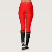 Stijlvolle zwarte horizontale strepen | Rood Leggings (Achterkant)