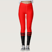 Stijlvolle zwarte horizontale strepen | Rood Leggings (Voorkant)