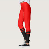 Stijlvolle zwarte horizontale strepen | Rood Leggings (Links)