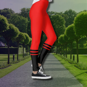 Stijlvolle zwarte horizontale strepen   Rood Leggings
