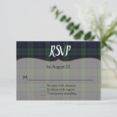 Stijlvolle zwarte horloge Tartan bruiloft RSVP Kaa (Staand voorkant)