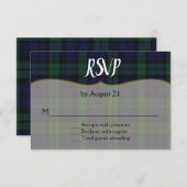 Stijlvolle zwarte horloge Tartan bruiloft RSVP Kaa (Voorkant / Achterkant)