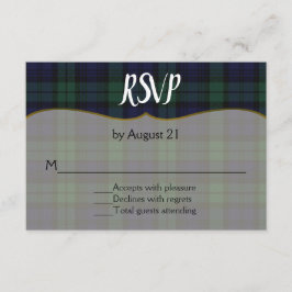 Stijlvolle zwarte horloge Tartan bruiloft RSVP Kaa Kaartje