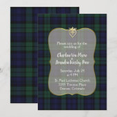 Stijlvolle zwarte horloge Tartan bruiloft uitnodig Kaart (Voorkant / Achterkant)