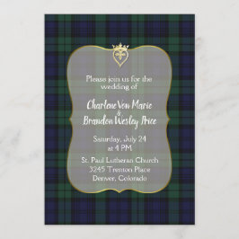 Stijlvolle zwarte horloge Tartan bruiloft uitnodig Kaart