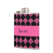 Stijlvolle zwarte & hot-roze glittercontroles heupfles (Links)