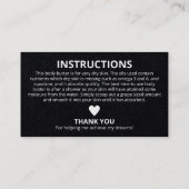 Stijlvolle zwarte ingrediënten instructies visitekaartje (Achterkant)