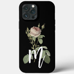 Stijlvolle zwarte initiaal Script-kleur met roos Case-Mate iPhone Case