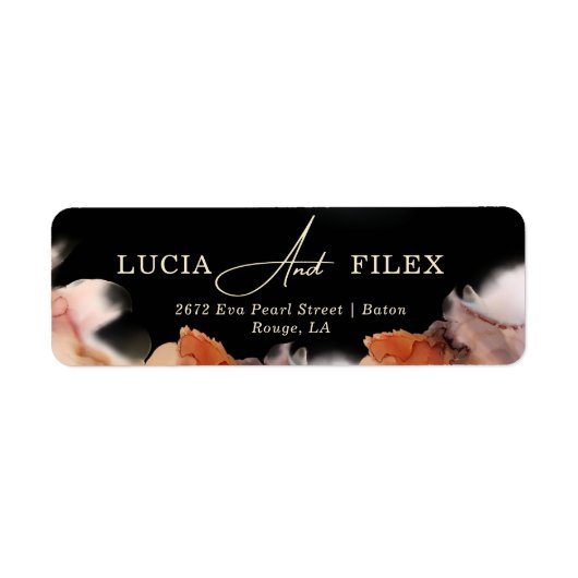 Stijlvolle zwarte inkt typografie retouradres etiket (Voorkant)