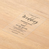 Stijlvolle zwarte kalligrafie elegante bruiloft acryl uitnodigingen (Laagn)